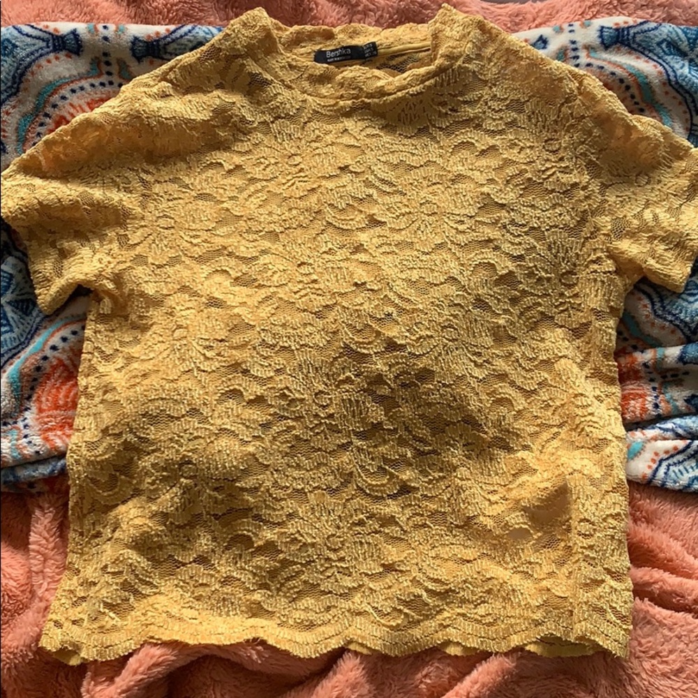 Bershka Yellow Lace Shirt